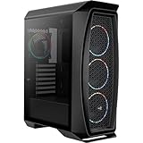 Aerocool Eclipse ミッドタワーケース - Aero One PCゲームケース 4 x 120mm ARGBファン 1-6 PCファンハブPWM対応 メッシュフロント強化ガラスサイドパネル 液体冷却対応 ケーブル付き ブラック