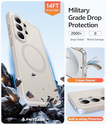 Image of FNTCASE for Samsung Galaxy S26-Ultra Case: [Fit for Magsafe] [Full Camera Protection] Translucent Matte Cases with [Screen Protector] Military Grade Shockproof Protective Phone Cover - Off White