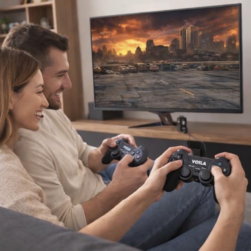 Image of Voila M8 Retro Gaming Console - 4K HD TV Stick with 10,000+ Electronic Games, Portable Linux Game System, Dual Wireless Gamepads, Plug & Play Entertainment for All Ages