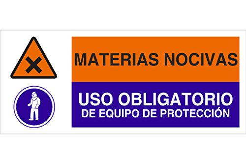 Señal Poliestireno 1,5Mm 717X297 En Oferta Cofan Cao09Pl717297 - Señal De Seguridad&Quot;Materias Nocivas/Uso Obligatorio De Equipo De Protección&Quot;