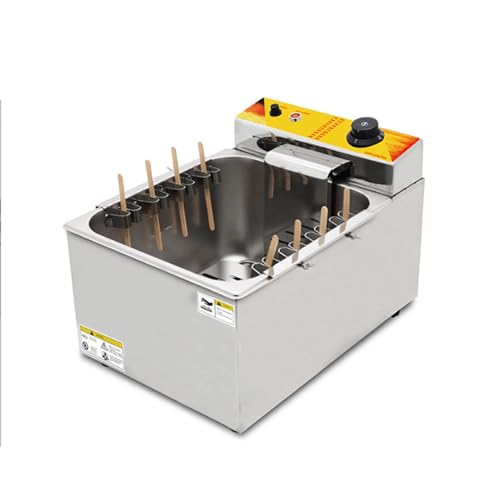 DPLXQPP Commercial Fryer,Automatic Cheese Hot Dog Sausage Grill,Hot Dog Stick Fryer,Large Capacity Electric Fryer,12L-110V