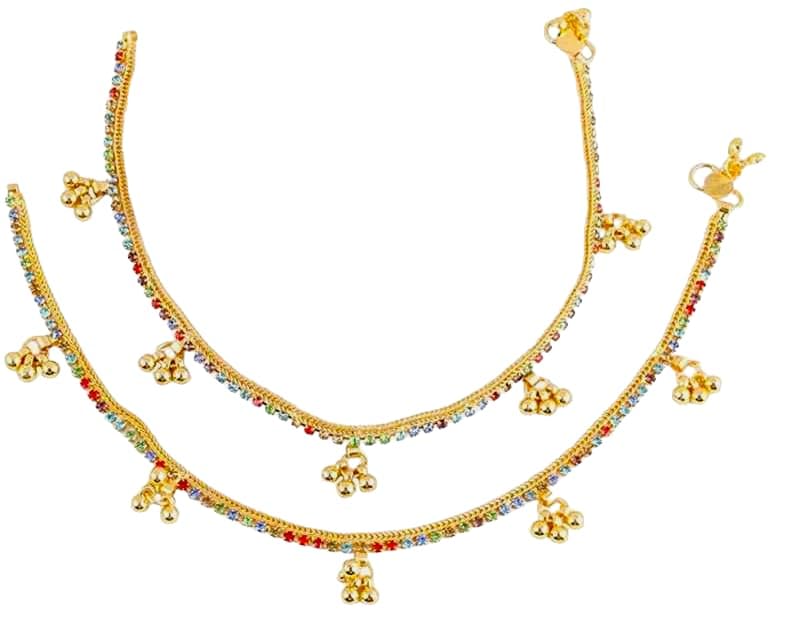 Just In Jewellery Golden White Zirconia studded Foot Chain Jewellery, For All Occasions, Sleek Metal Ghungroo Payal/Anklet for Girls and Women (Multicolor) (B0CR6HPD5W) Amazon Price History, Amazon Price Tracker