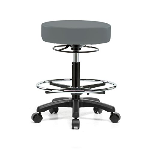 Image of Perch Life Height Adjustable Stool with Foot Ring | Medium Bench Height 20.5-28 inch | Cinder Fabric