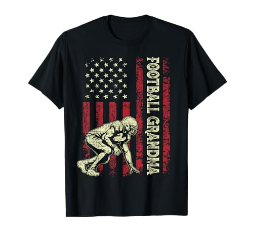 Football Grandma American US Flag Patriotic Mothers Day T-Shirt