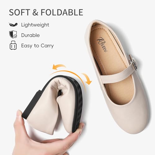 Womens Mary Jane Flats, Comfortable Women’s Flats, Round Toe Ballet Flat with Adjustable Strap for Dressy Office Wear Size 103