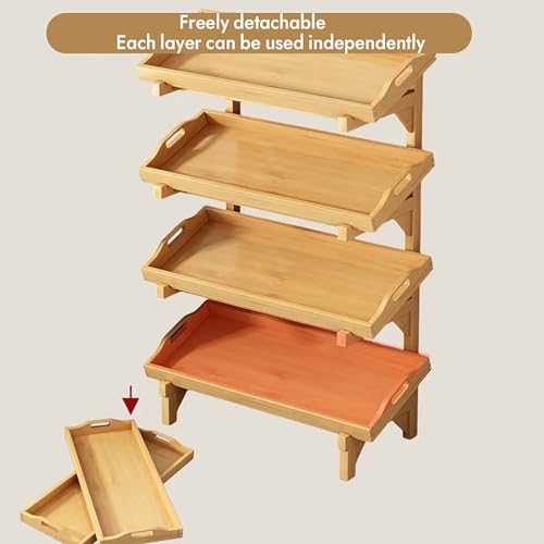 Estantería de madera de 4 niveles con baldas ajustables e inclinables para alimentos 8