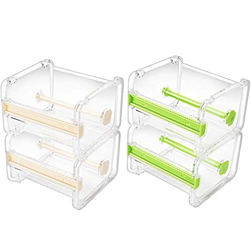 QILIMA (4Pack) Transparent Visible Desktop Multi Washi Masking Tape Dispenser,Transparent Desktop Tape,Masking Tape Desktop Tape DIY Sticker Roll Tape Cutter Holder Storage