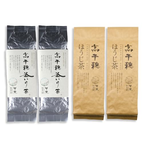 甲斐製茶園 [緑茶&ほうじ茶セット]高千穂釜炒り茶2袋 × 高千穂ほうじ茶2袋セット 170g×2袋+80g×2袋 計500g