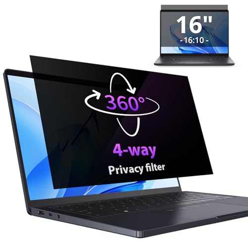 IPROKKO 360° Laptop Privacy Screen Protector 16 Inch for Hp/Dell/Acer/Lenovo/ThinkPad/Samsung/Asus/Sony, 16:10 Aspect 4-Way Laptop Privacy Shield, Anti Blue Light Glare 16in Privacy Filter by IPROKKO - Used condition - CA$23.39