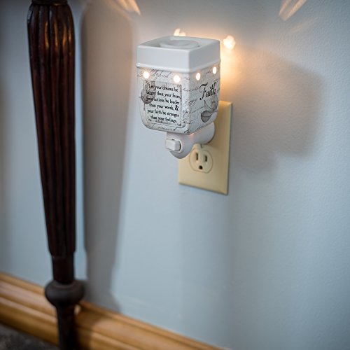 Elanze Designs Dream Bigger Actions Louder Faith Stronger Grey Leaves White Ceramic Stone Plug-In Warmer #TOP3