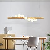  E27 Pendelleuchte Opalglas Hängeleuchte Kreativität Magische Bohne Hölzern Hängelampe G9 Glühbirne Design Pendellampe Dekoration Wohnzimmer Restaurant Esstisch Küche 7Lichter L120CM,Warm light 3000k
