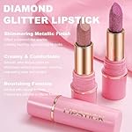 Metallic Lipstick Brown Glitter Lip Stick Long Lasting Waterproof Shine Lip Crayon without Drying or Fading Sparkling High Pigmented Lip Stain Transfer-proof Wear Full Coverage Make up - Image 4