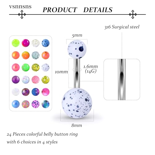 Vsnnsns 14G Belly Button Ring Piercing Jewelry 316L Stainless Surgical Steel Heart CZ Opal Butterfly Navel Rings Reverse Belly Button Ring Navel Piercing Jewelry for Women Men Hypoallergenic3