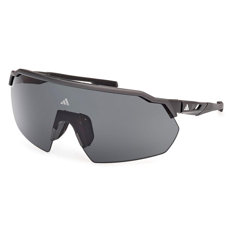 adidas Sport SP0093 Sonnenbrille Herren und Damen, Unisex Sportliche Dünne und Leichte Sonnenbrille, Bildschirm Linsenform, Inklusive Etui, Polarisierte Rauchgläser, Matt Schwarz