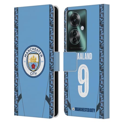 Head Case Designs Officially Licensed Manchester City Man City FC Erling Haaland 2024/25 Players Home Kit Leather Wallet Case Compatible with Oppo Reno11 F 5G / F25 Pro 5G