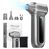 Aculya エアダスター ブロワー 強力 洗車【差込式3種類のノズル・PSE認証】最大風速52m/s 3段階風量調整 150000RPM高速回転 Type-C充電式 6000mAh大容量バッテリー 電動エアダスター 100分連続使用 バッテリー表示です 7重保護 240g超小型で爆風 PC掃除/キーボード/家具/車内/エアコン/洗車用 収納ケース付き