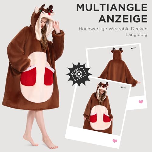 OLAOLA Rentier Decken-Hoodie Unisex, Warme Oversized Sherpa Kuscheldecke – Ansicht 5