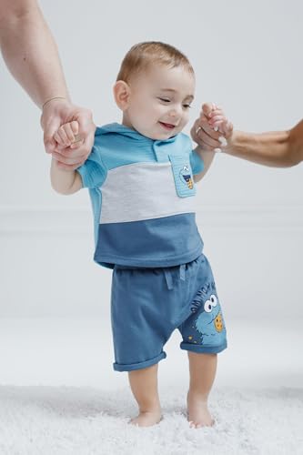 Sesame Street Pullover Hoodie and French Terry Shorts Newborn to Little Kid Sizes (Newborn - 5)