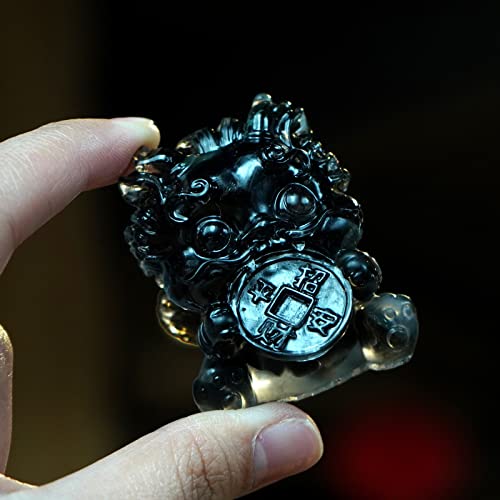 Owmell 2" Chinese Lucky Pixiu Money Beast Statue Feng Shui Decor, Natural Black Obsidian Tumbled Stone Gemstone Wealth Figurine For Attract Money Fortune Wealth Good Luck Home Decor #TOP4