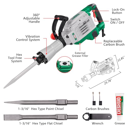 Deshuo 30 Lbs Heavy Duty 1-3/16" Hex Demolition Jack Hammer for Concrete by DESHUO - Used condition - Image 2