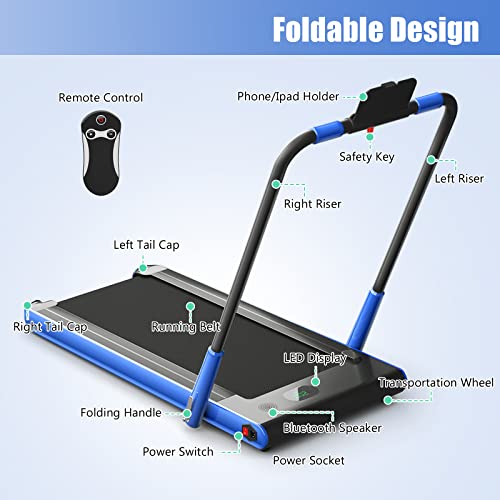 Image of Foldable Treadmills for Home, 2 in 1 Walking Pad Portable Folding Under DeskTreadmills with Walk and Jog & Run Modes for Office Treadmil