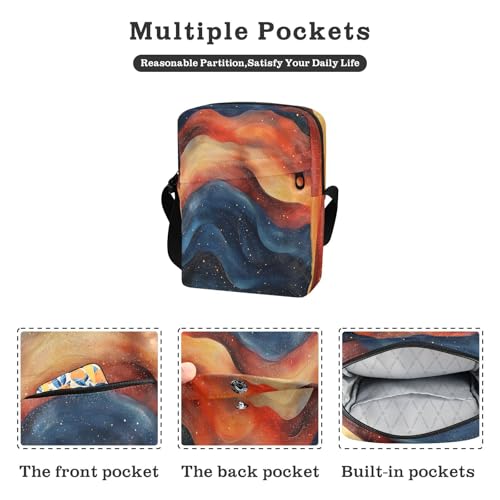 mens messenger bag crossbody men's shoulder bag cross body purses for women Adjustable Strap for business business- Glam Black Royal Blue Red2