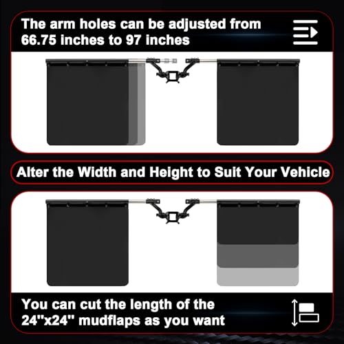 Image of PSLER 2'' Replace 00108 Hitch Mounted Mud Flaps Rock Guards for Towing for Trucks Universal for most Vehicles with Width and Height Adjustments