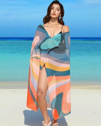 Image of Rossopesca Womens Beach Sarong Chiffon Swimsuit Coverups Sheer Bikini Wraps for Swimwear Bathing Suit Cover Up