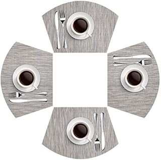 MI CASA Wedge Placemats Set of 4 for Round Tables PVC Place Mats Non-Slip Heat Resistant and Washable Table Mats for Kitchen and Dining Room, Grey