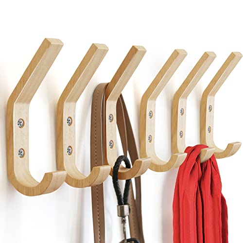 Watbeyoz Wooden Coat Hooks Wall Hooks,Natural Oak Wood Hooks Decorative