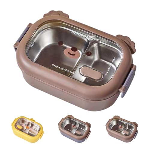 弁当箱 便当盒 お弁当箱 ランチボックス ステンレス鋼 弁当 大容量 1000ml 保温 ランチボックス 1段 2 グリッド お弁当用 小さなアヒル かわいいクマちゃん べんとう箱 サラダ 弁当箱 ロック式 子供 男性 女性 保存容器 小クマ-A