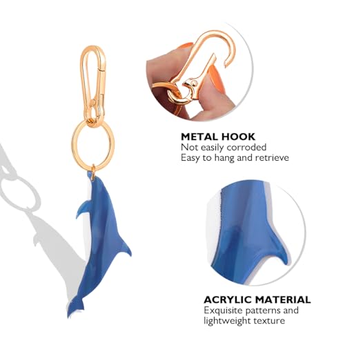Seahorse Bag Charm & Keychain - Acetate Seahorse with Gold-Tone Metal Ring & Lobster Clasp