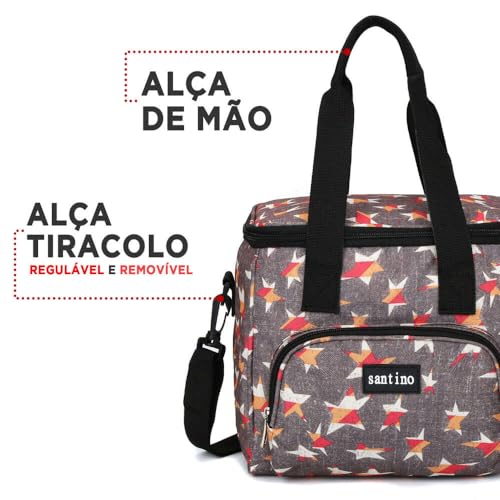 Bolsa Lancheira Térmica Estelar Santino Poliéster com alças de mão, ombro e isolamento térmico Color