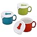 Corningware French White 6 piece Pop-In Mug Multi Color: Includes (1) fluted Sprout mug with lid, (1) fluted Pool mug with lid, (1) fluted Vermilion mug with lid