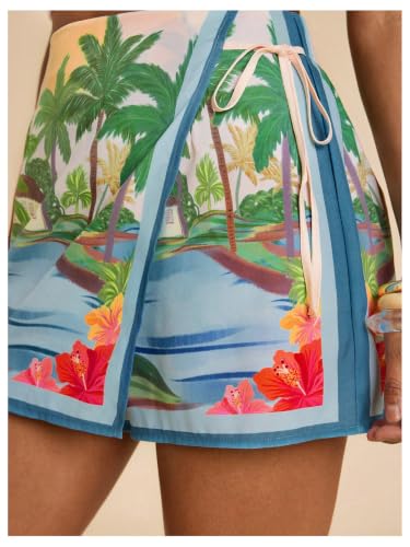 Image of SweatyRocks Women's Boho Mini Skirts Floral Shorts Tie Side Wrap Skorts