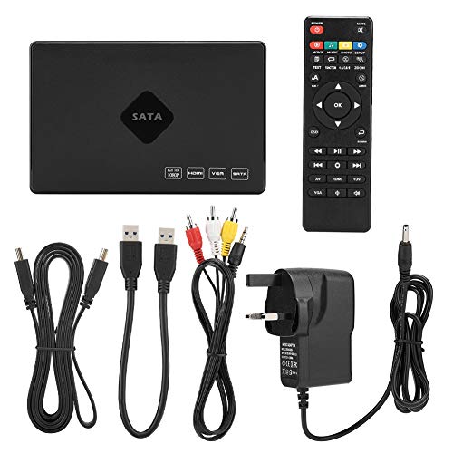 Reproductor multimedia porttil para TV, Reproductor multimedia HDMI 1080p Full-HD Reproductor multimedia digital Ultra HDMI Reproduce videos y fotos para unidades USB -MKV/RM- HDD y tarjetas SD(EU)