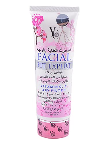 YC Vitamin C - E Face Wash Deep Cleanse Clogged Pores and Deep Moisturization Facial Fit 100 ml (Facial Fit Pink)