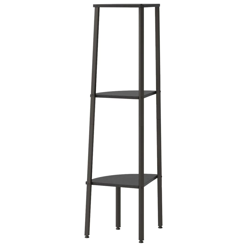 Scaffale angolare con 3 ripiani, nero, in legno e acciaio, 45,5 x 31,5 x 120 cm, salvaspazio, per soggiorno, studio, ufficio, sistema di scaffale aperto per libri e stoccaggio