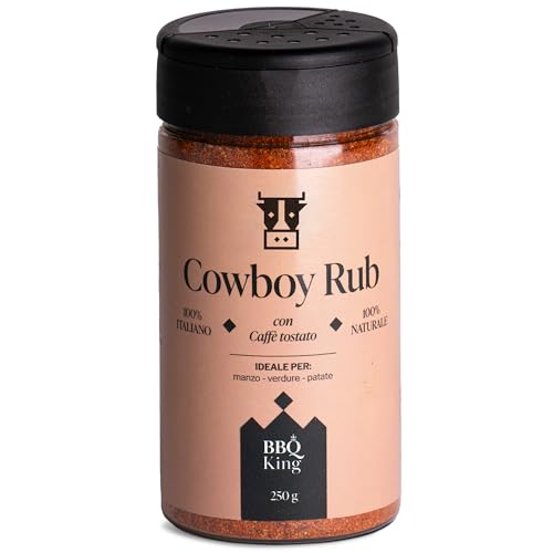 BBQ KING - Cow Boy Rub Confezione da 250 Gr, Dry Rub Bbq per Bistecche Ideale per Barbecue e Grill, Set Spezie Cucina 100% Made in Italy, Miscela di Spezie per Bistecche, Hamburger o Arrosti