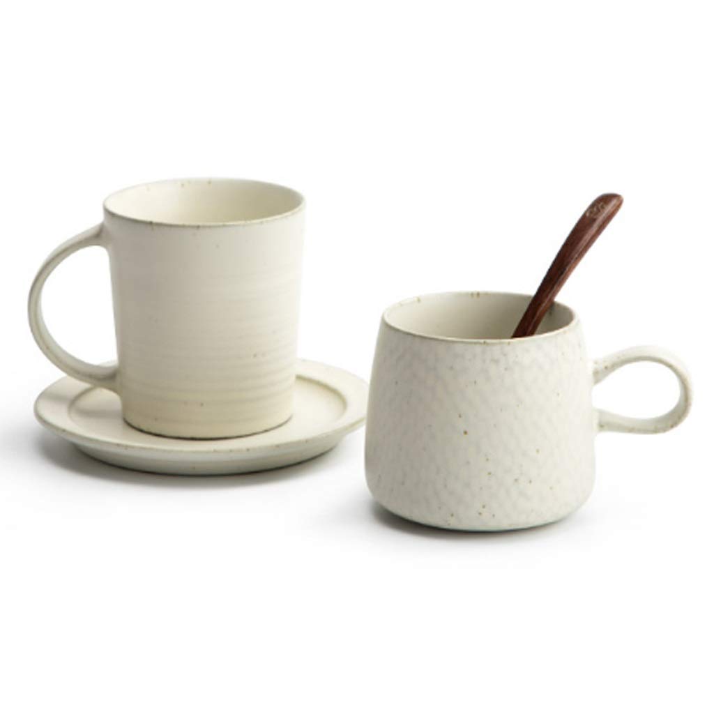 Kaffee-Becher Keramik-Tasse Handgemachte Kaffee-Teetasse Großkapazität Tragbare Büro-Haushalts-Saucer Set Kaffeetasse 230ml (Color : B)