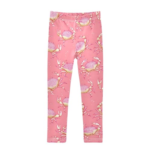 Pink Crab Girls Leggings Ultra Soft Compression Yoga Gym Pants for Kids 4-10T