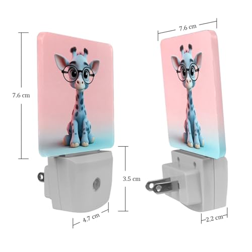 Image of NEWzone Cute Giraffe Night Light [2 Pack], Plug in Wall Led Night Lights Decor for Boys Girls Room, Dusk to Dawn Sensor Wall Lamp for Stairway /Bedroom /Kitchen /Nursery Room