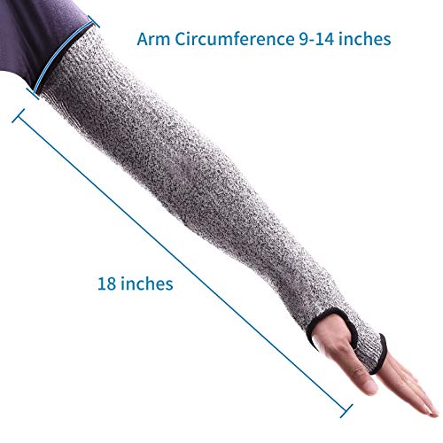 Unitron World Cut Resistant Sleeves With Thumb Hole 18" Arm Protection Bite Proof For Thin Skin Anti Abrasion Safety Arm Guard For Garden Kitchen 1 Pair #TOP4