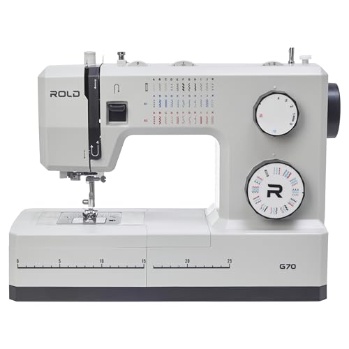 ROLD G70 Nähmaschine mit 34 Nähprogramme, Automatisches Knopfloch, 100-Watt-Servomotor, Nadeleinfädler, Edelstahl-Nähplatte