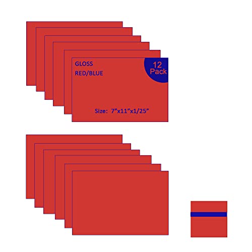 Image of XLNT TECH Engraving Blank Materials ABS Double Color Plastic Sheet, Red /Blue (7 inch x 11 inch x .040 inch, 12 Pieces) for Interior Signs, Badges.