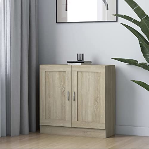 OHOOWOO Arma Libros Madera contrachapada Color Roble 82,5x30,5x80 cm,Mueble para Libros con diseño clásico y Amplio Espacio de Almacenamiento Armarios y estanterías