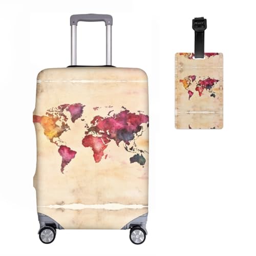Housse de valise Weltkartess anti-rayures lavable pour sécuriser les grands bagages 32in