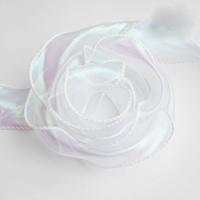 3 Rotoli (30 iarde) Nastri in Raso Lucido Colore Onirico 4 cm Pizzo in Organza per Fiocchi per Capelli Avvolgimento Materiale Fatto a Mano Fai-da-Te-01,3 Rotoli