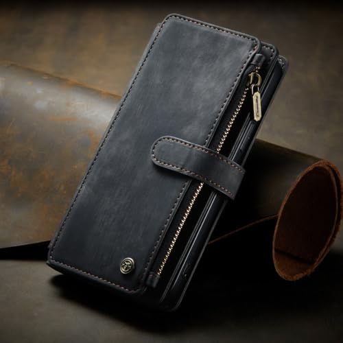 Étui portefeuille avec fermeture éclair pour iPhone 15 14 13 Pro Max
