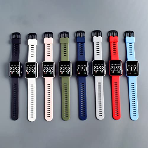 Leaqu Smartwatch Electronic Watch Led Smart Watches, Luminous Life Fitness Watch Square Dial Sports Digital Wrist Watch,For Student Light Blue #TOP4